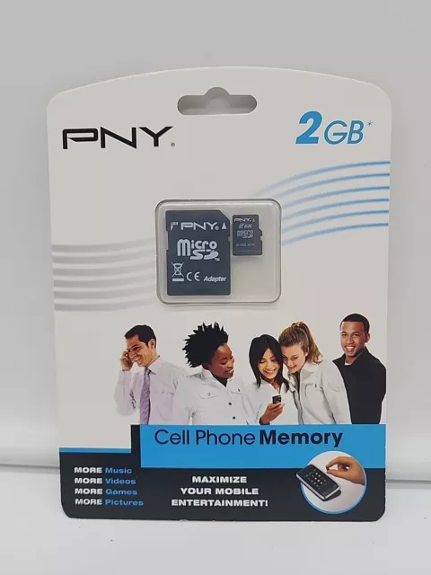 NEW PNY 2GB Class 4 MicroSD Memory Card Storage P-SDU2GB-EF Cell Phone Sealed