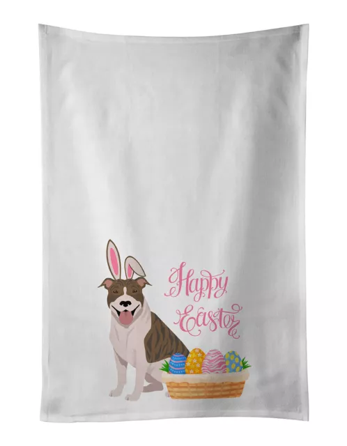 Fawn Brindle Pit Bull Terrier Easter Kitchen Set of 2 Dish Towels WDK4931WTKT