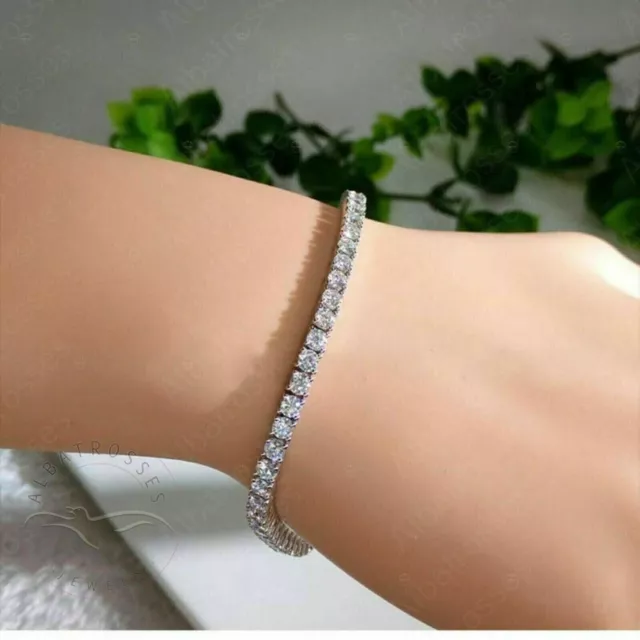 8CT Round Cut Lab-Created Diamond 14K White Gold Plated Women's Tennis Bracelet