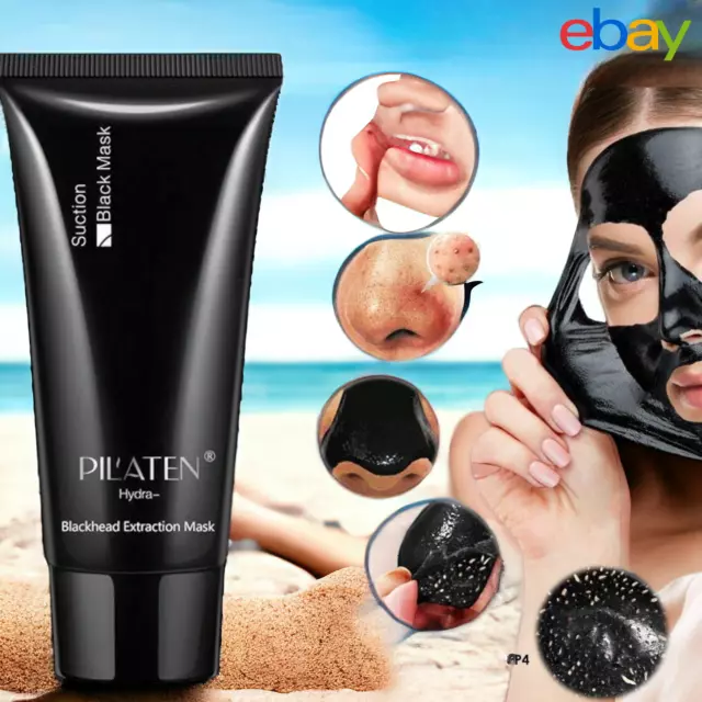 PILATEN Black Face Mask Blackhead Remover Deep Exfoliating Peel Off Mask Mud UK