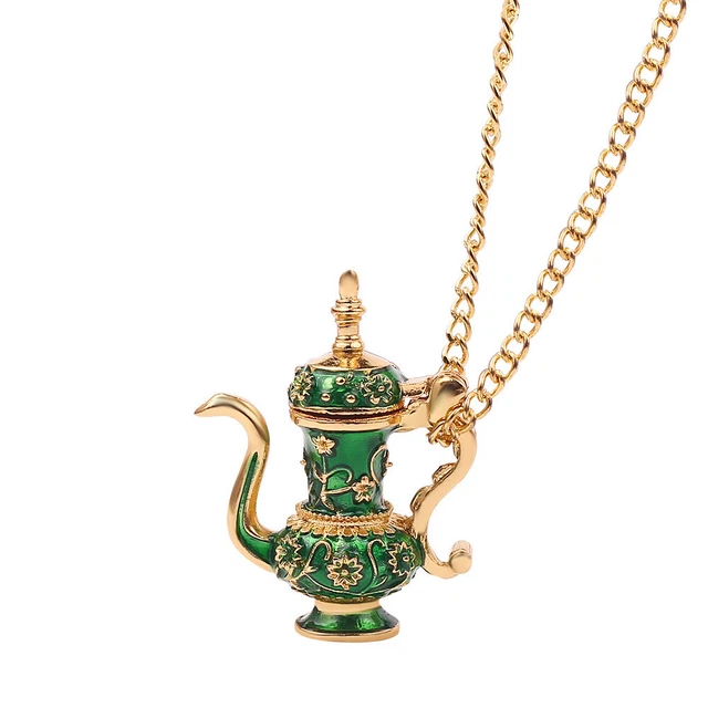 Collar Taza de Té Tetera Colgante Suéter Cadena Aleación Joyería Accesorios 5 Colores