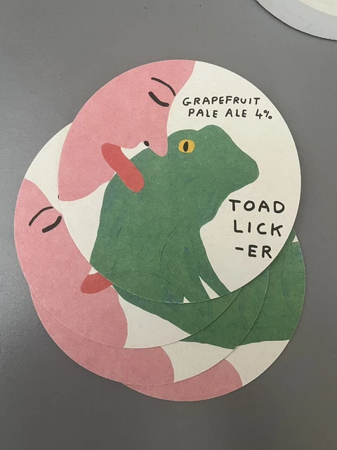 David Shrigley Toad Licker - 4 x Coasters / Beer Mats