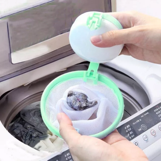 Filtre attrape poils anti peluches boule flottante machine à laver - Vert