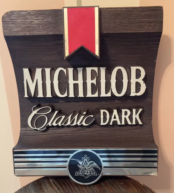 Michelob Classic Dark Wood Grain 3D Sign. Anheuser-Busch Breweriana
