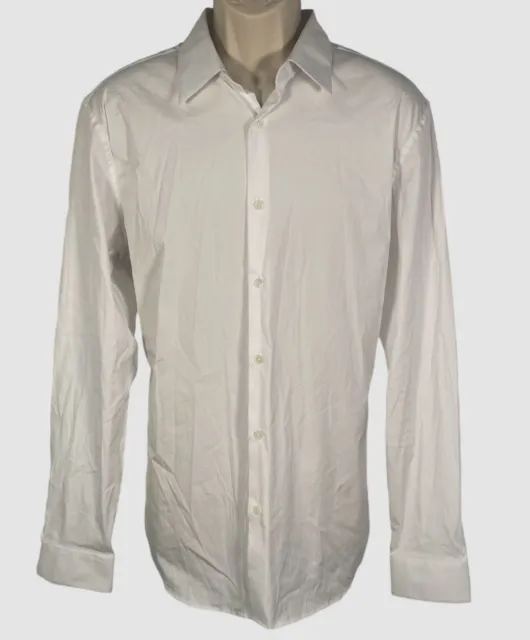 $246 Theory Men's White Sylvain Stretch Cotton Slim Fit Button-Up Shirt Size XL