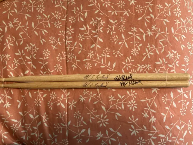 JOHNNY CASH/CARL PERKINS SIGNED pair of USED drumsticks (both sticks are signed)