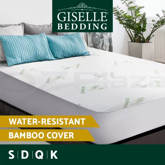 Giselle Water-resistant Mattress Protector Bamboo Fiber Cover Fitted All Sizes