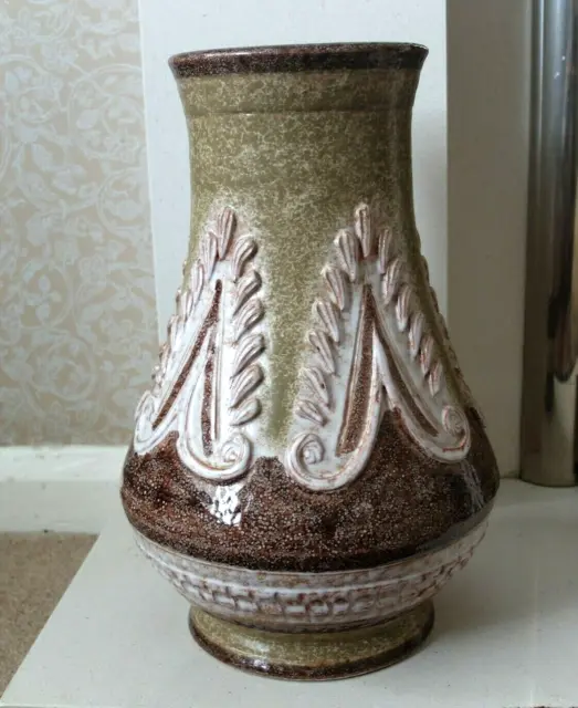 Large 1970s patterned and textured Italian pottery vase