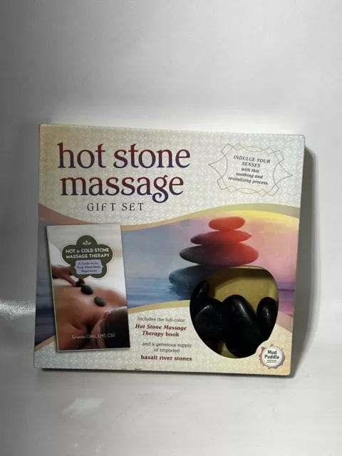 NWT Hot Stone Massage Therapy Kit Hot Stone Therapy Book & Basalt River Stones