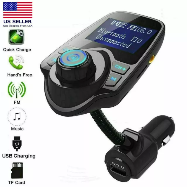 Wireless In-Car Bluetooth FM Transmitter MP3 Radio Adapter Car Kit  USB Charger