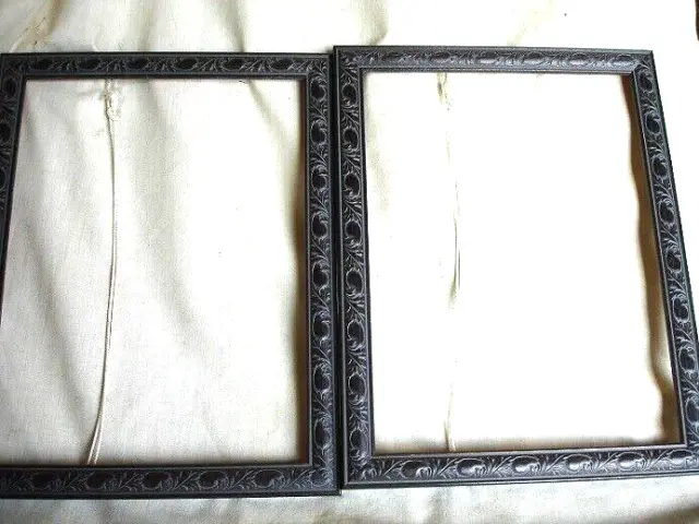 Two Vintage Dark Brown Carved Wooden Picture Frames