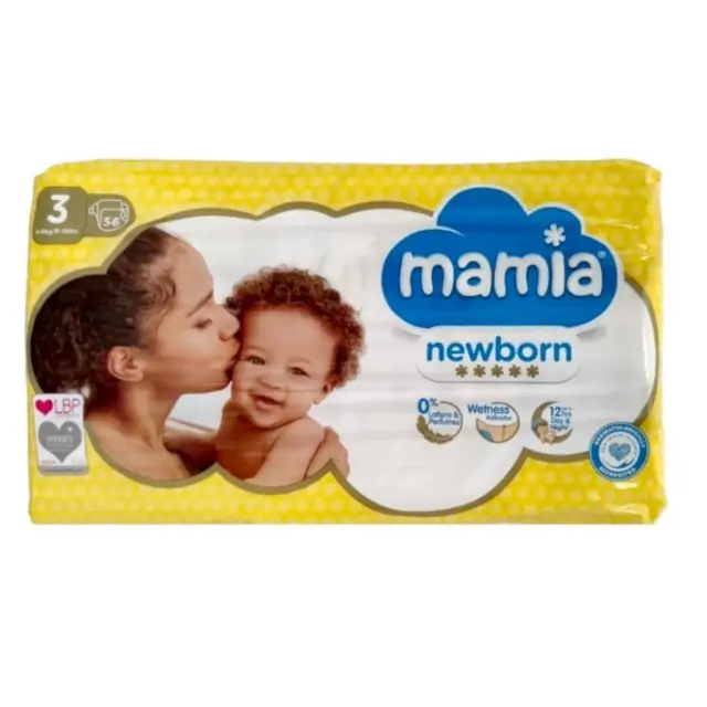 Mamia Size 3 Nappies NewBorn 56 Pack