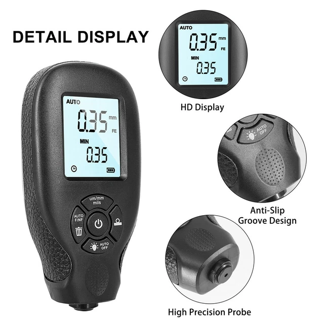 HW-300 Digital Film Thickness Meter Car Paint Coating Thickness Gauge Black