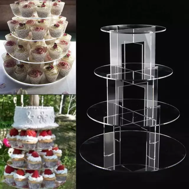 Clear Acrylic Round Cupcake Stand Display Wedding&Party 4 tier Cup Cake Stand