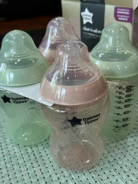 Tommee Tippee 4 Pack Closer To Nature 9 oz Baby Bottles  Slow Flow Green/Pink