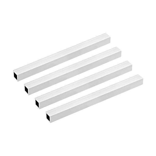 6063 Aluminium Tube Carré 15mmx15mmx1.5mm Mur 200mm Sans Soudure Tuyaus 4Pcs