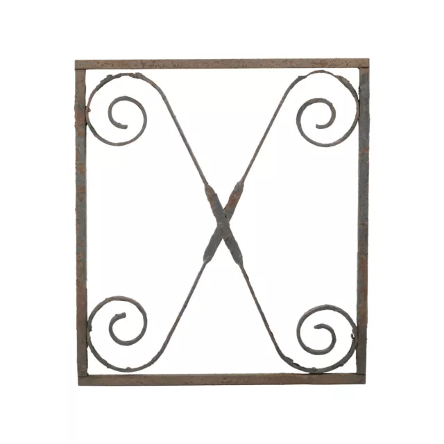 Wrought Iron X Curls Panel Garden Gate Window Guard