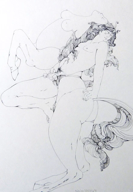 Dessin érotique fantastique de Didier MOREAU vers 1970 proche TREMOIS BELLMER