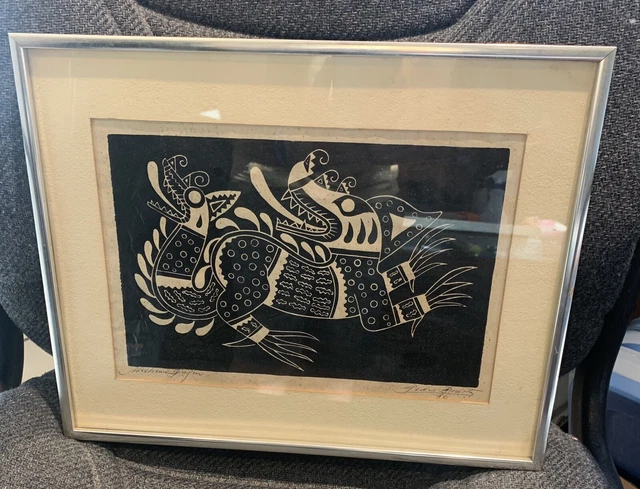 Vintage Pedro Puerta Mochica Indian Dragon Print
