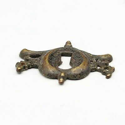 Vintage Ornate Brass Skeleton Key hole Escutcheon Salvage Hardware 2" 3