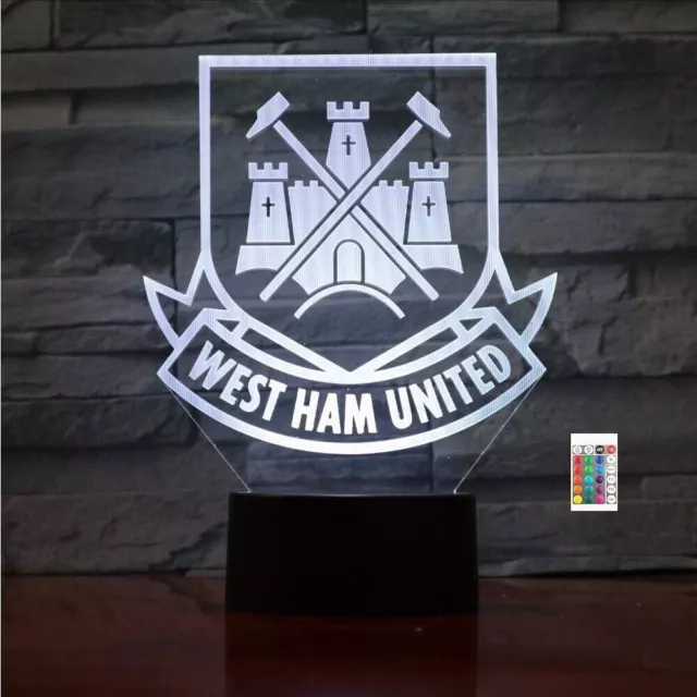 Soccer West Ham United Football FC 3D LED Night Light Bluetooth Music Lamp Decor