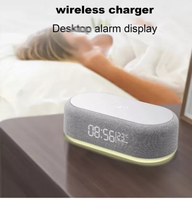 Night Light Wireless Charger 15W Digital 4 in 1 LED Clock Apple Samsung