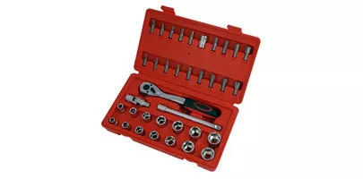 NEILSEN 1/4" DRIVE RATCHET SOCKET BITS EXTENSION SET 46 PIECE TOOL KIT 4-14mm