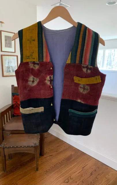 Vintage 1970s Colorful Vest Hand Made in Nepal Bohemian Hippie Style Size XS