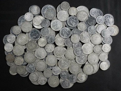 lot pieces argent 100fr 5fr 2fr 1fr 50centimes semeuse hercule euro 