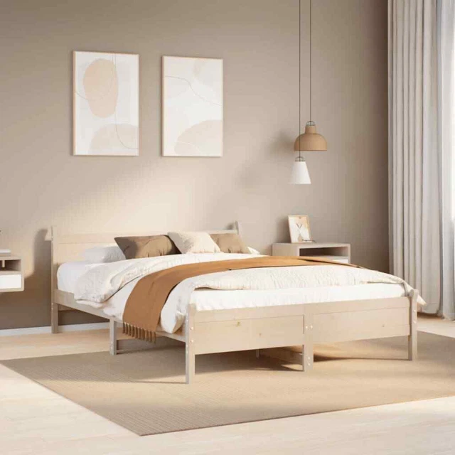 BED FRAME WITHOUT Mattress 160x200 cm Solid Wood Pine vidaXL £167.14