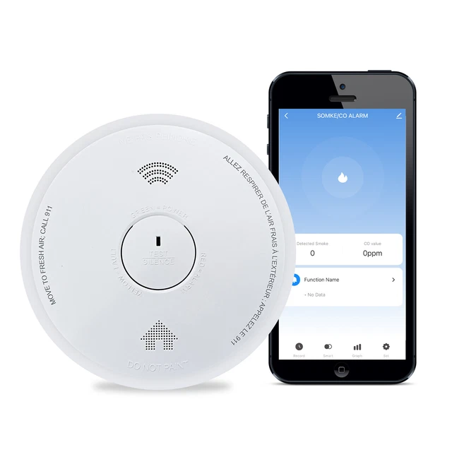 TUYA SMART WIFI Carbon Monoxide & Smoke Detector CO Gas Sensor Alarm ...