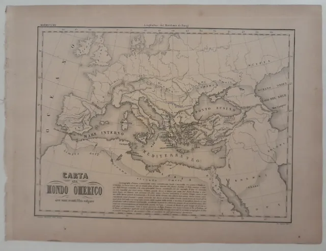 Carta del Mondo Omerico 1400 anni avanti l'Era Volgare_Cartina del Marmocchi