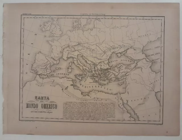 Carta del Mondo Omerico 1400 anni avanti l'Era Volgare_Cartina del Marmocchi