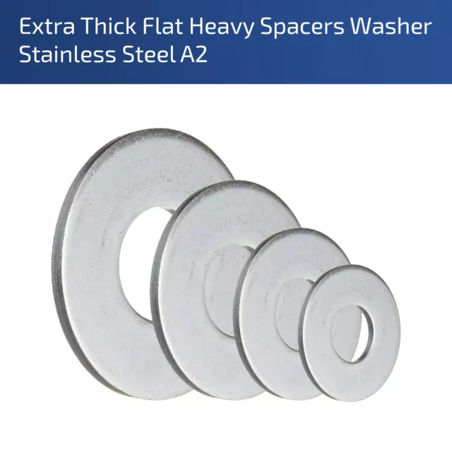 Extra Thick Flat Washers Spacers A2 Stainless Steel M3 M4 M5 M10 M14 M16 M20