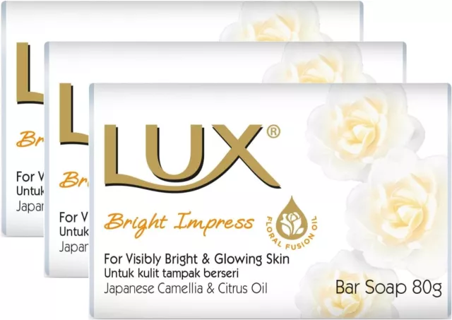 Lux Bright Impress Soap Bar Japanese White Camellia & Citrus Oil, Pack of 3, 80g