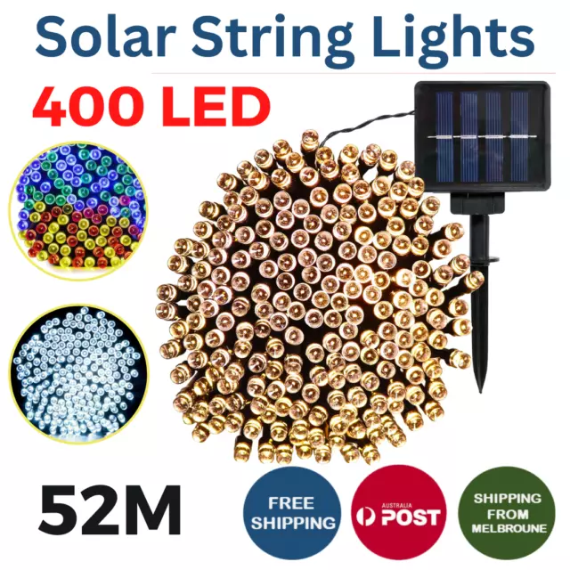 Solar Fairy String Lights 400 LED Outdoor Garden Christmas Party Decor 52M Light