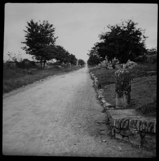 ANTIQUE Magic Lantern Slide THE APPIAN WAY C1910 PHOTO .. ROME ITALY