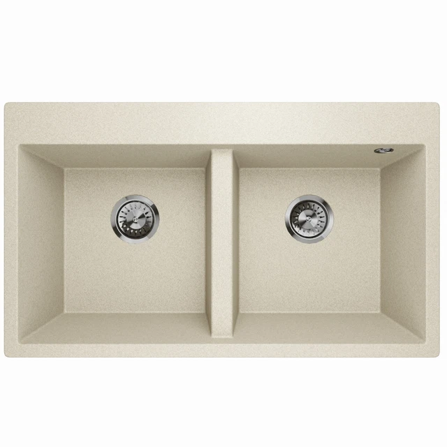 Évier De Cuisine 1 Bac En Granit Noir LINDBERGH® « COL » - Dimensions 48.5x48.5x19 Cm - Avec Siphon