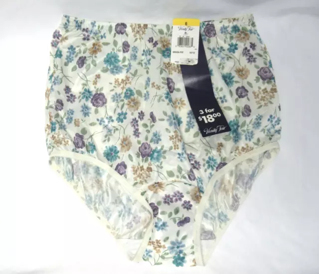 Vintage Vanity Fair NWT WANDA floral granny Panty Size 6 silky FREE SHIPPING