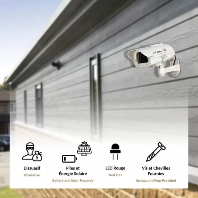 Camera Factice Ext/Int CCTV Video surveillance LED Clignotante Panneau solaire 3