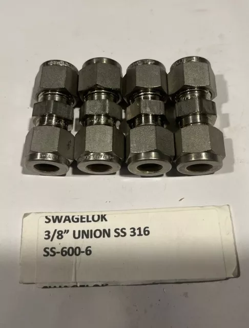 Swagelok SS-600-6 3/8" Tube Fitting - Stainless Steel (quantity: 4)