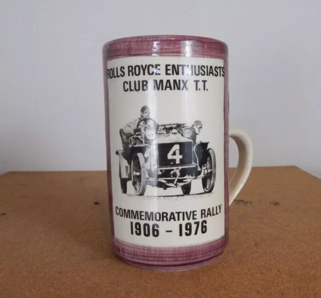 1906 -76 Rolls Royce Club Isle Of Man Rally Mug Tankard By Rushton studio potter