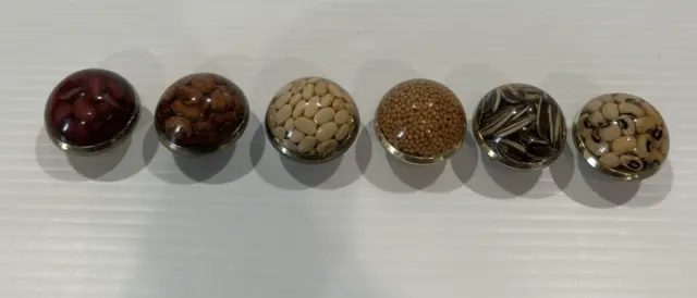 Lot Of 6 Vintage Resin Reclaimed Cabinet Drawer Pulls Grains Seeds Beans