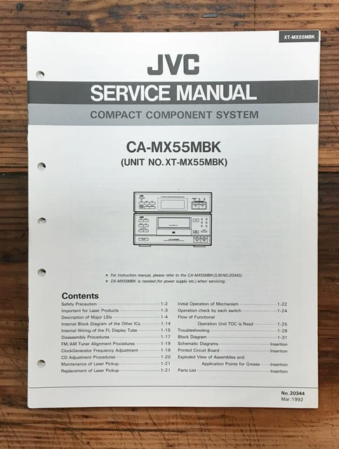 JVC XT-MX55 MBK Stereo Service Manual *Original* $20.91 - PicClick CA