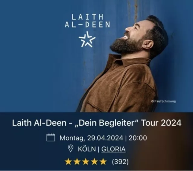 2 Tickets Konzert Laith al-Deen Köln Gloria 29.4.24 ausverkauft