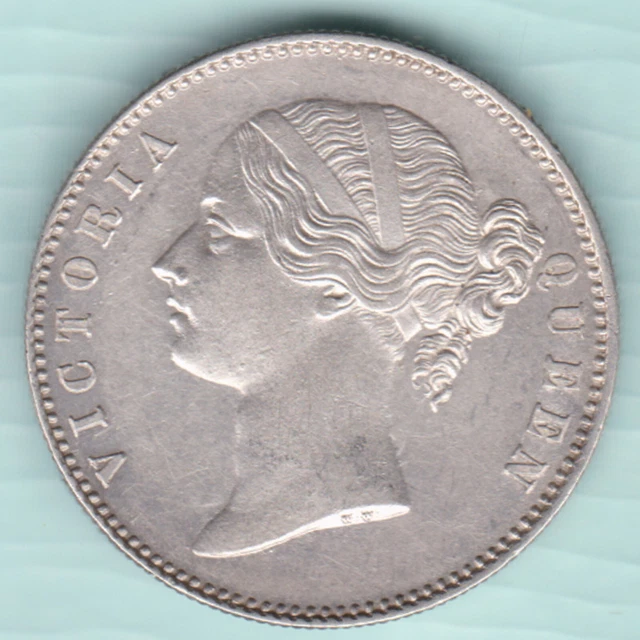 East India Company 1840 Victoria Queen One Rupee Silver Coin In Unc Grade