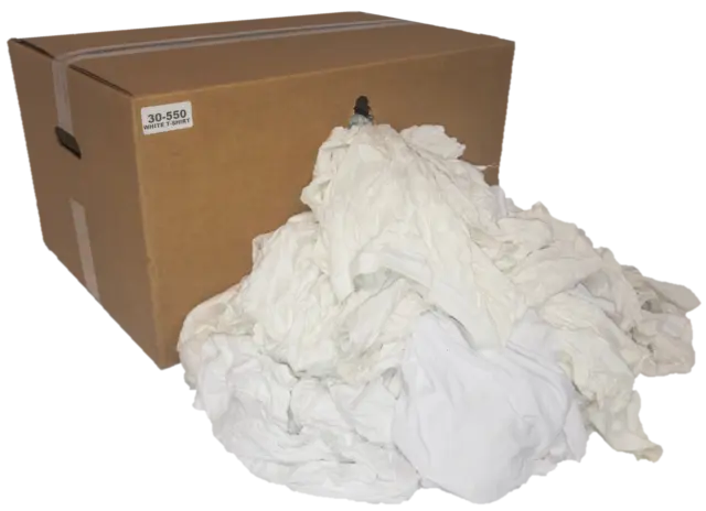White Knit Reclaimed Rags  - Wiping Cleaning Cloth - 50 LB Box