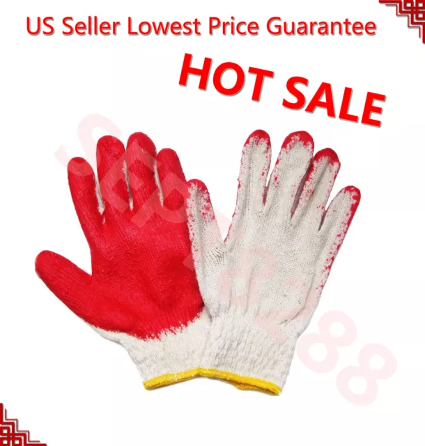 WHOLESALE 300 Pairs Red Latex Rubber Palm Coated Work Gloves