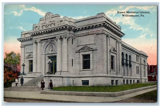 Williamsport Pennsylvania Postcard Brown Memorial Library 1919 Vintage Antique