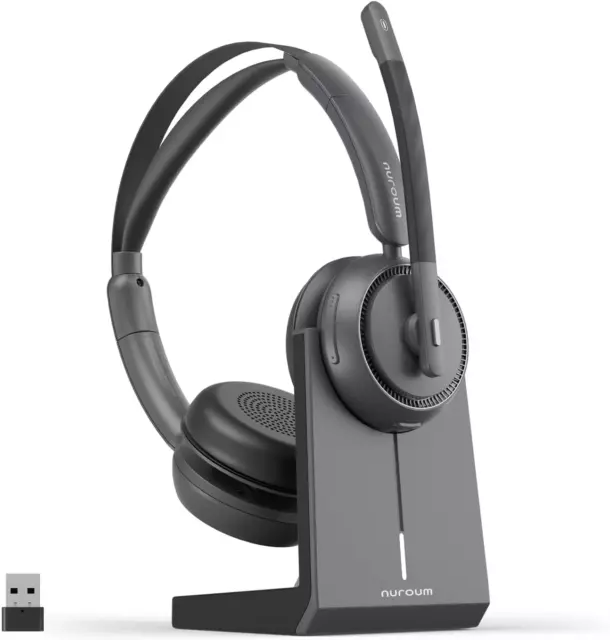 Auriculares Bluetooth Nuroum HP31-D con estación de carga, cabezal con cancelación de ruido ENC